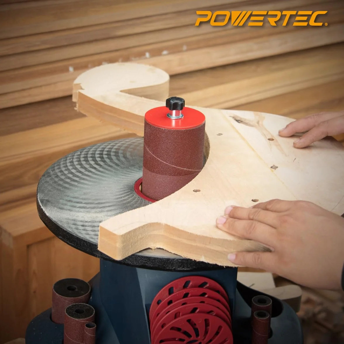 POWERTEC 11240 Manicotti abrasivi da 11,4 cm per levigatrice a mandrino in 6 misure con grane assortite 80, 120, 240, assortimento di manicotti abrasivi in ​​carta vetrata all'ossido di alluminio in