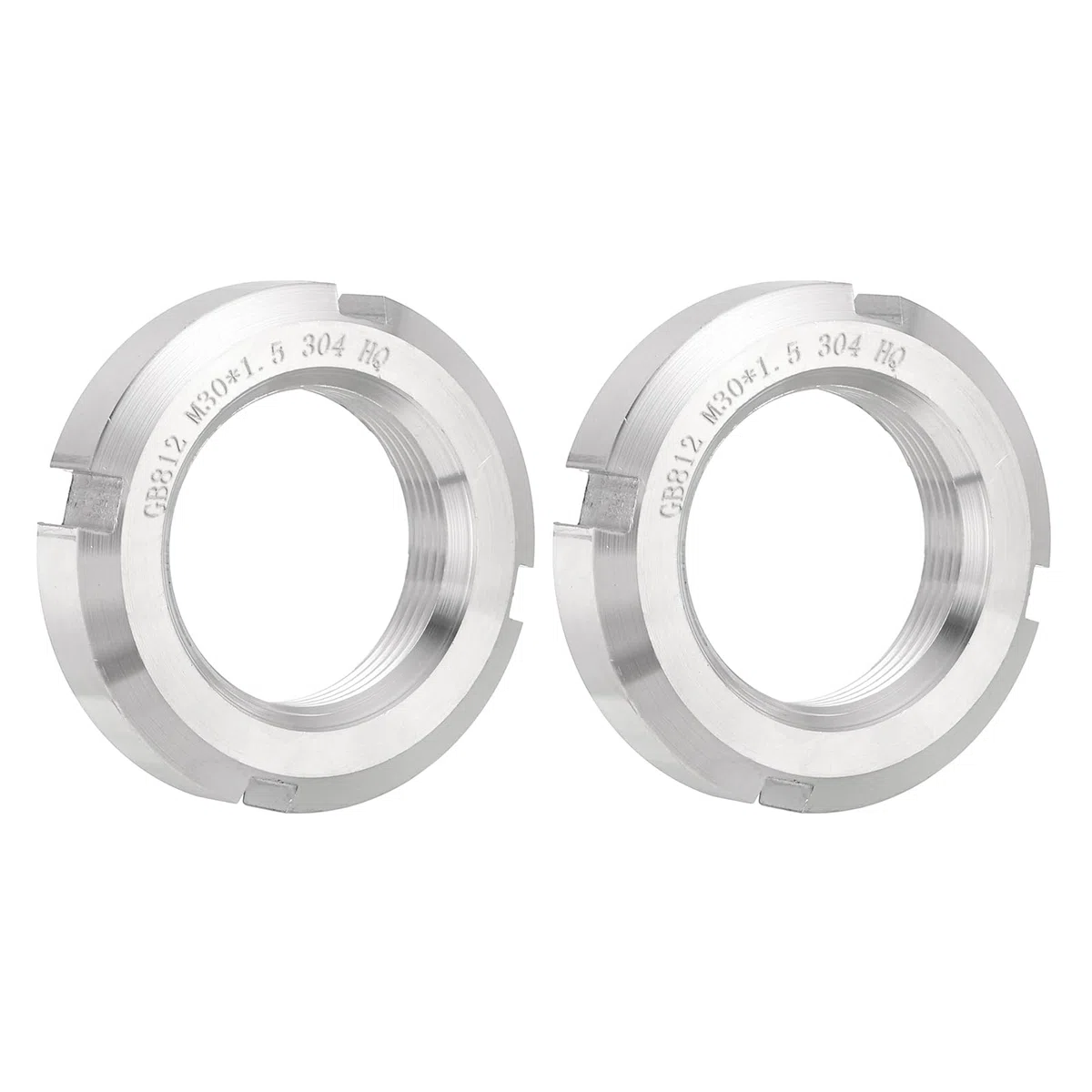 QUARKZMAN M30 x 1.5mm - 2pz Fissaggio Dadi Tondi Scanalati Quattro Scanalature - Dado Bloccaggio Tondo Acciaio Inossidabile 304 per Vari Cuscinetti Volventi, Settore Industriale, Argento
