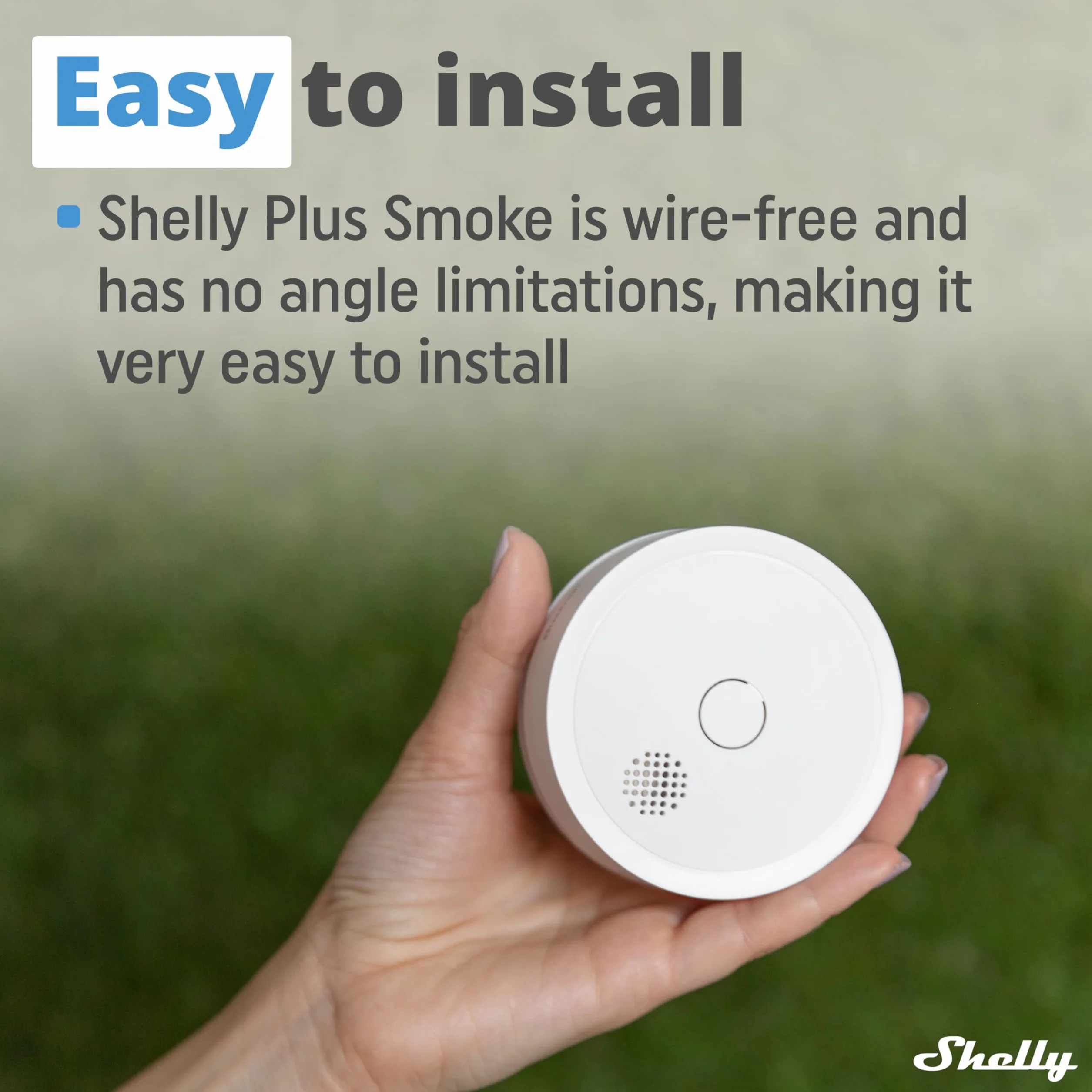 Shelly Plus Smoke, Rivelatore di Fumo Wi-Fi e Bluetooth, Allarme Antincendio, Sensore Fotoelettrico, Durata Batteria 5 Anni, EN 14604, Notifica Immediata, Alexa, Google Home, iOS Android