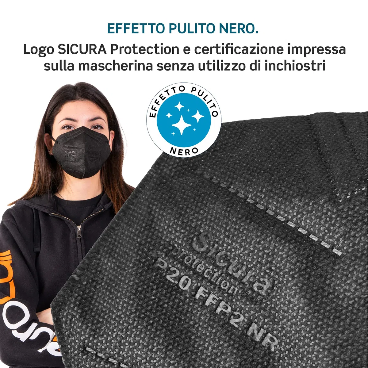 Eurocali 50 Mascherine FFP2 Nere Certificate CE Made in Italy BFE ≥99% Mascherina ffp2 Vera Marcatura Effetto Pulito