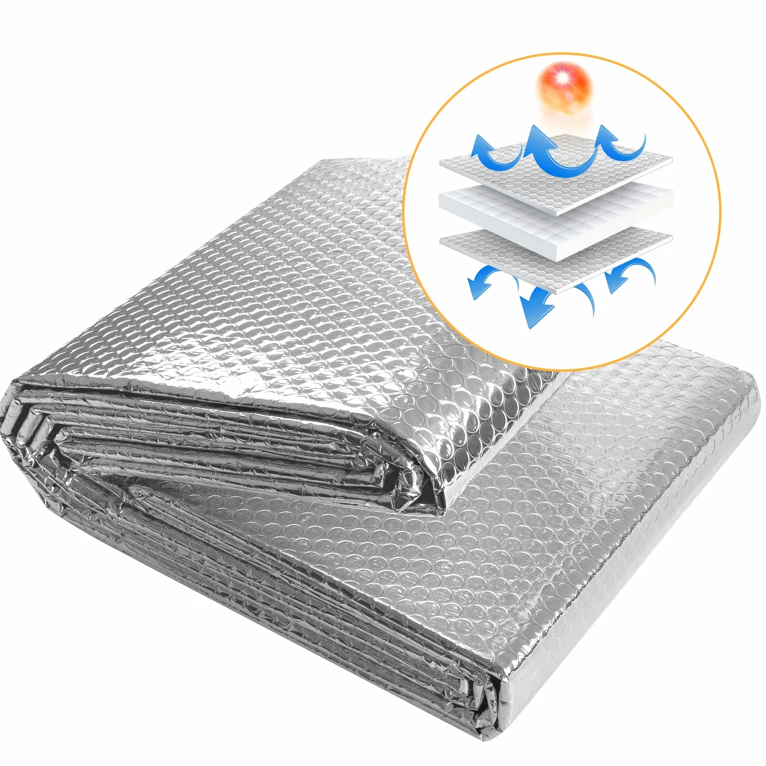 Foglio Riflettore Radiatore - Pannelli Riflettori Radiatore per Casa 5m x 60cm, 3mm Spessore Foglio Termoriflettente Isolante Termoriflettente con Cuscinetto Adesivo, Foglio Radiatore a Bolle