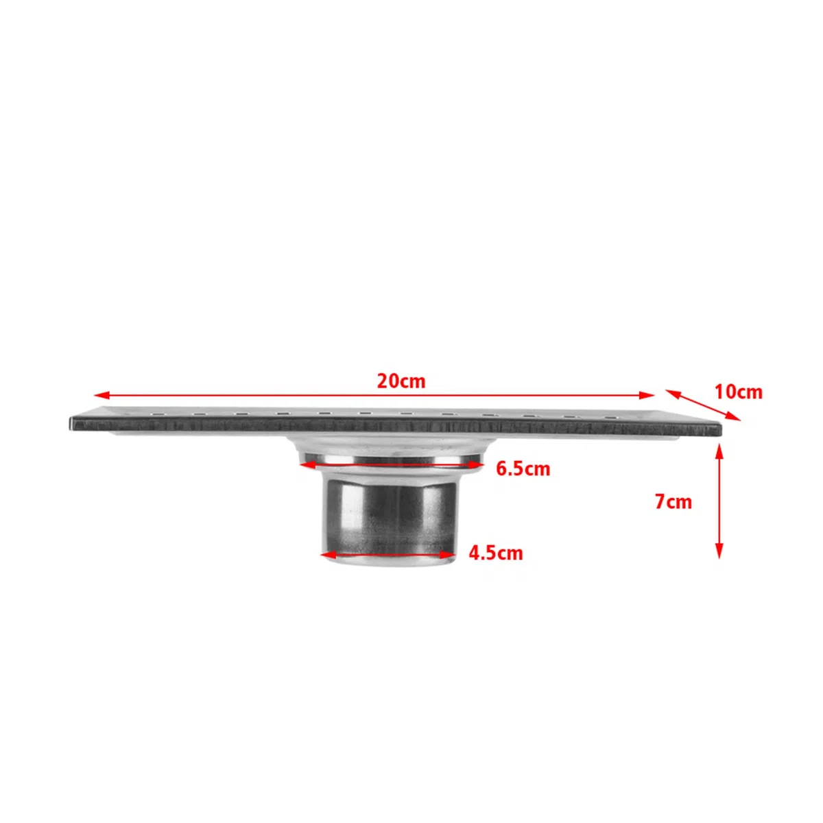 Scarico Rettangolare Piletta Doccia a Pavimento 20x10cm in Acciaio Inox con Filtro Rimovibile per Bagno Doccia