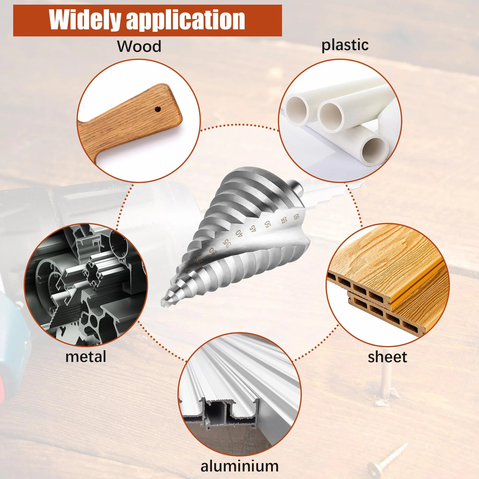 JIZZU Punte Trapano Gradino HSS Ø6-60 mm Fresa Spiral Groove, Punte Trapano Metallo per Eseguire Foro In Metallo Acciaio Ottone Legno Plastica Ferro