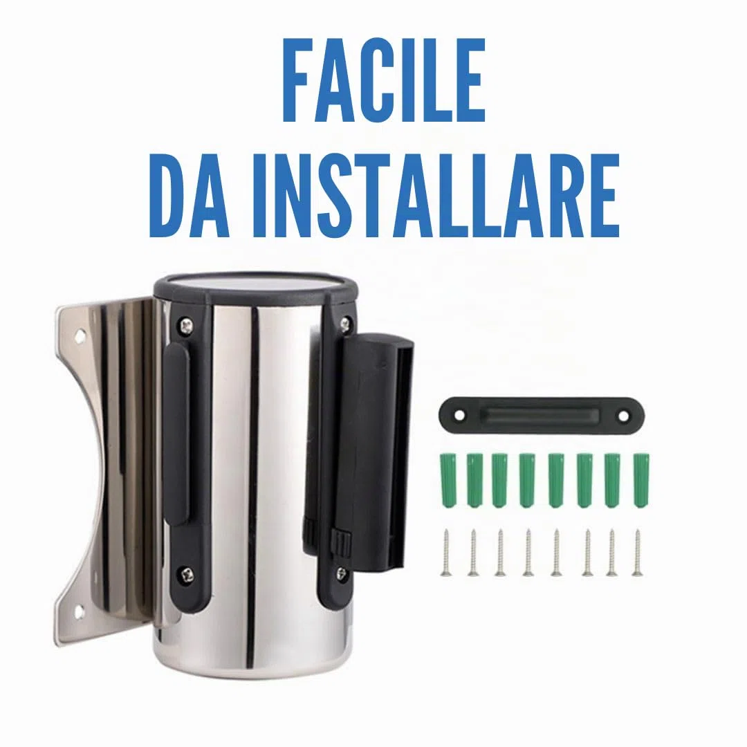Nastro Estensibile da Parete (5 metri), Nastro Divisorio, Supporto per Nastro da Parete, Nastro Retrattile da Parete, Barriera Estensibile da Parete, Nastro di Sicurezza Estensibile da 5 metri