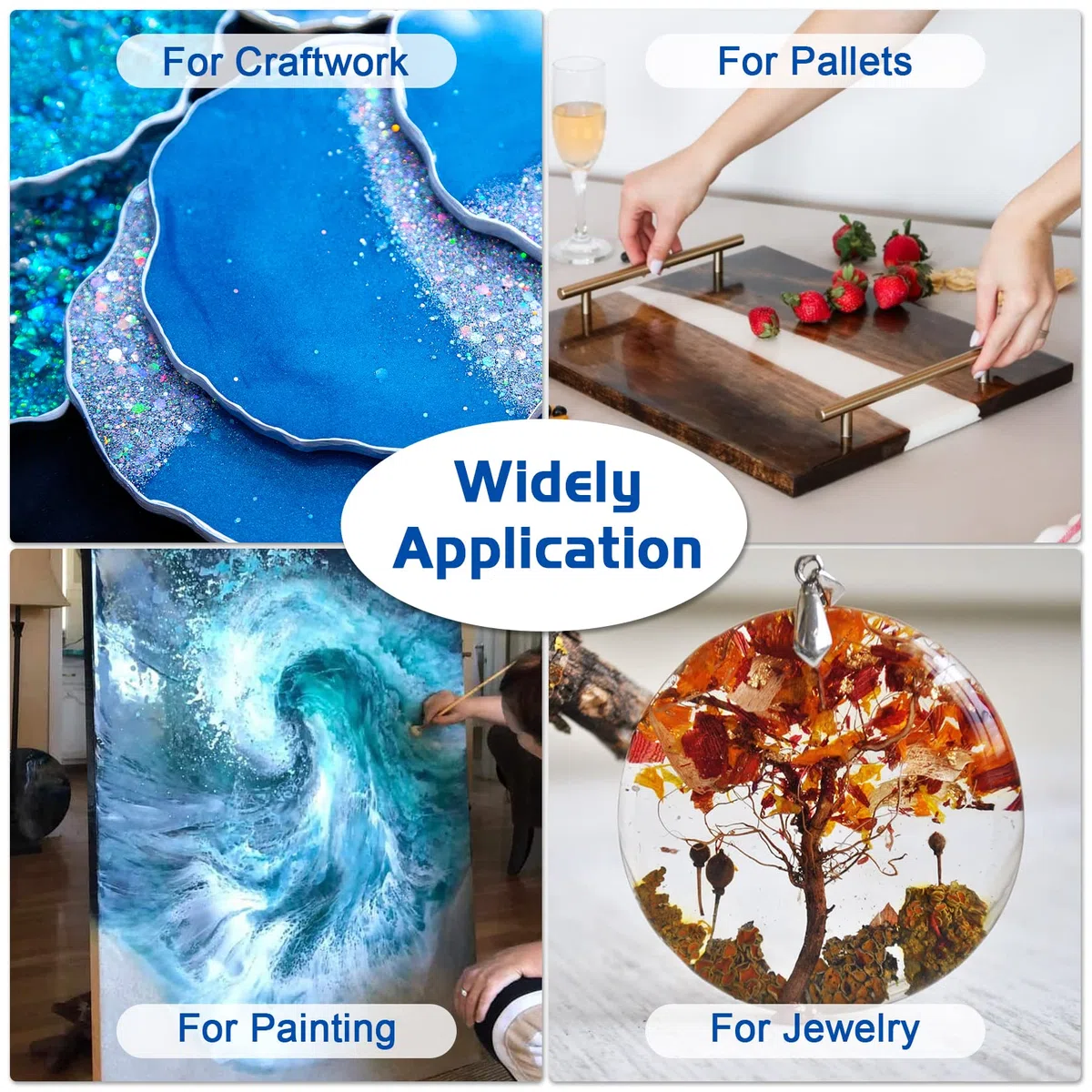 Kit di Resina Epossidica Trasparente - Resina Epossidica Trasparente Kit da 1 Gallone con Pigmento e Glitter, Miscela Facile e Cristallina per Tavoli da Fiume, Pavimenti, Colate Fai Da Te, ecc