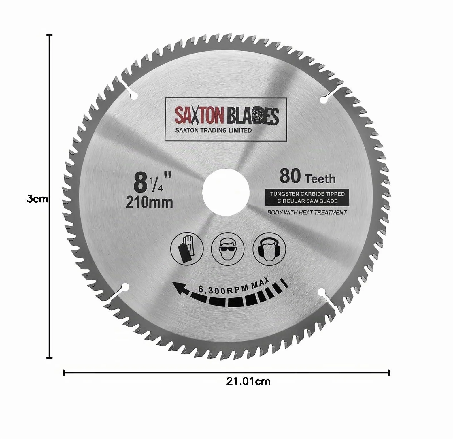 Saxton TCT, lama per sega circolare per legno, 210 mm x 30 mm, 80 denti per Festool, Dewalt Bosch, Makita, ecc.
