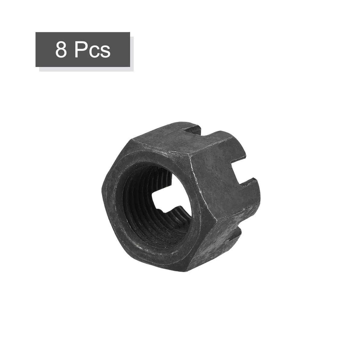 QUARKZMAN Dado Esagonale Scanalato M16x1,5mm Dadi Esagonali in Acciaio al Carbonio Classe 4.8 Nero 8 Pezzi