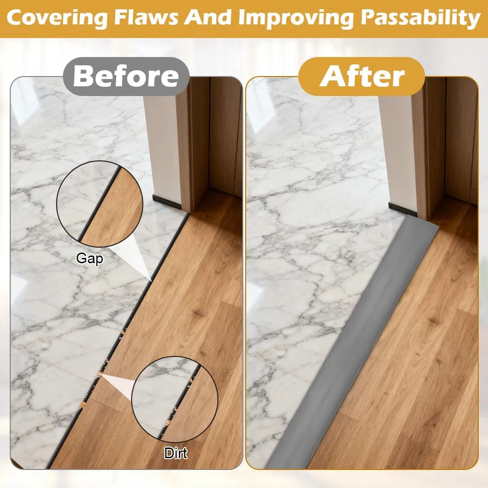 Profilo di transizione autoadesivo, 2 m x 5 cm, listello di transizione per pavimenti in parquet, laminati (grigio)
