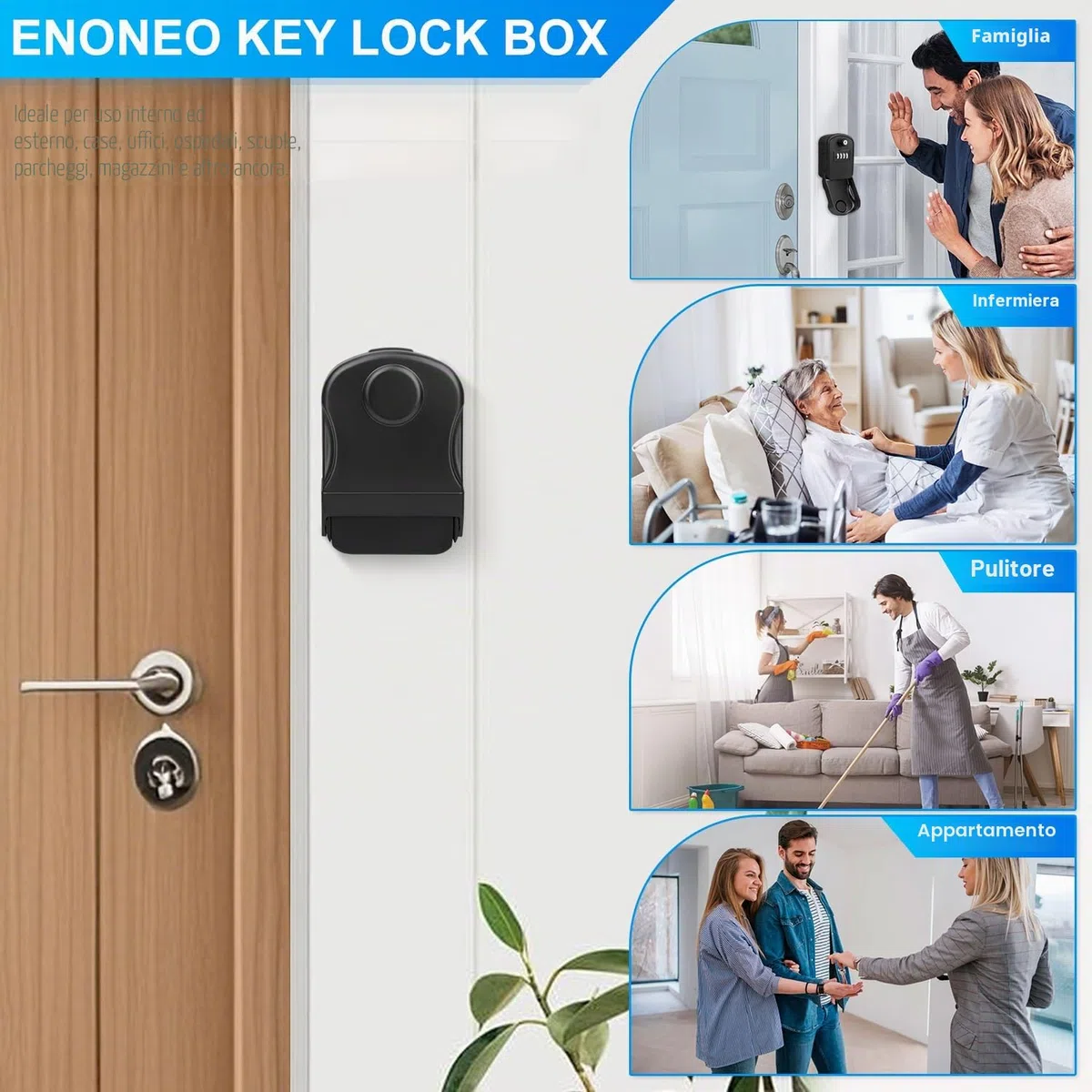 Cassetta di Sicurezza per Chiave Grande Esterno Cassaforte per Chiavi 4 Codice Impermeabile Cassetta Chiavi Combinazione con 2 Emergenza Chiaves Self Check In Key Box per Casa Scuola Fabbrica