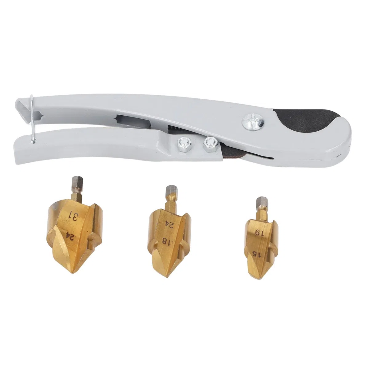 Kit 3 Pezzi Frese Svasatrici PPR per Tubi Idraulici in Plastica con Tagliatubi Rapido – Punte a Scalino 1531mm per Riparazione e Allargamento