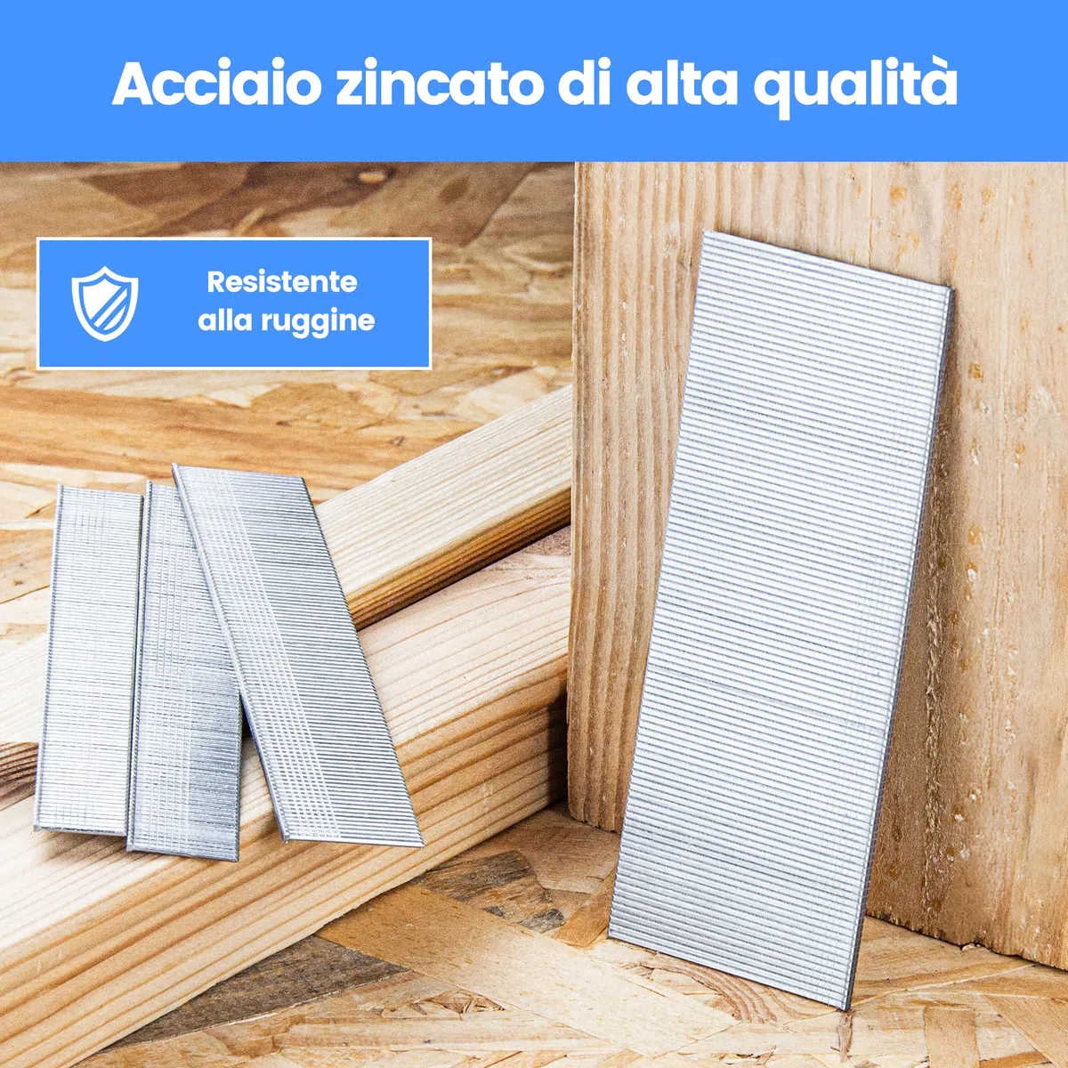 meite Chiodi Brad 18GA Zincati, Set da 6 Misure (16, 19, 25, 32, 38, 50 mm), Chiodi di Finitura a Testa Piccola per Chiodatrice Pneumatica o Elettrica, Confezione da 4.000 Pezzi