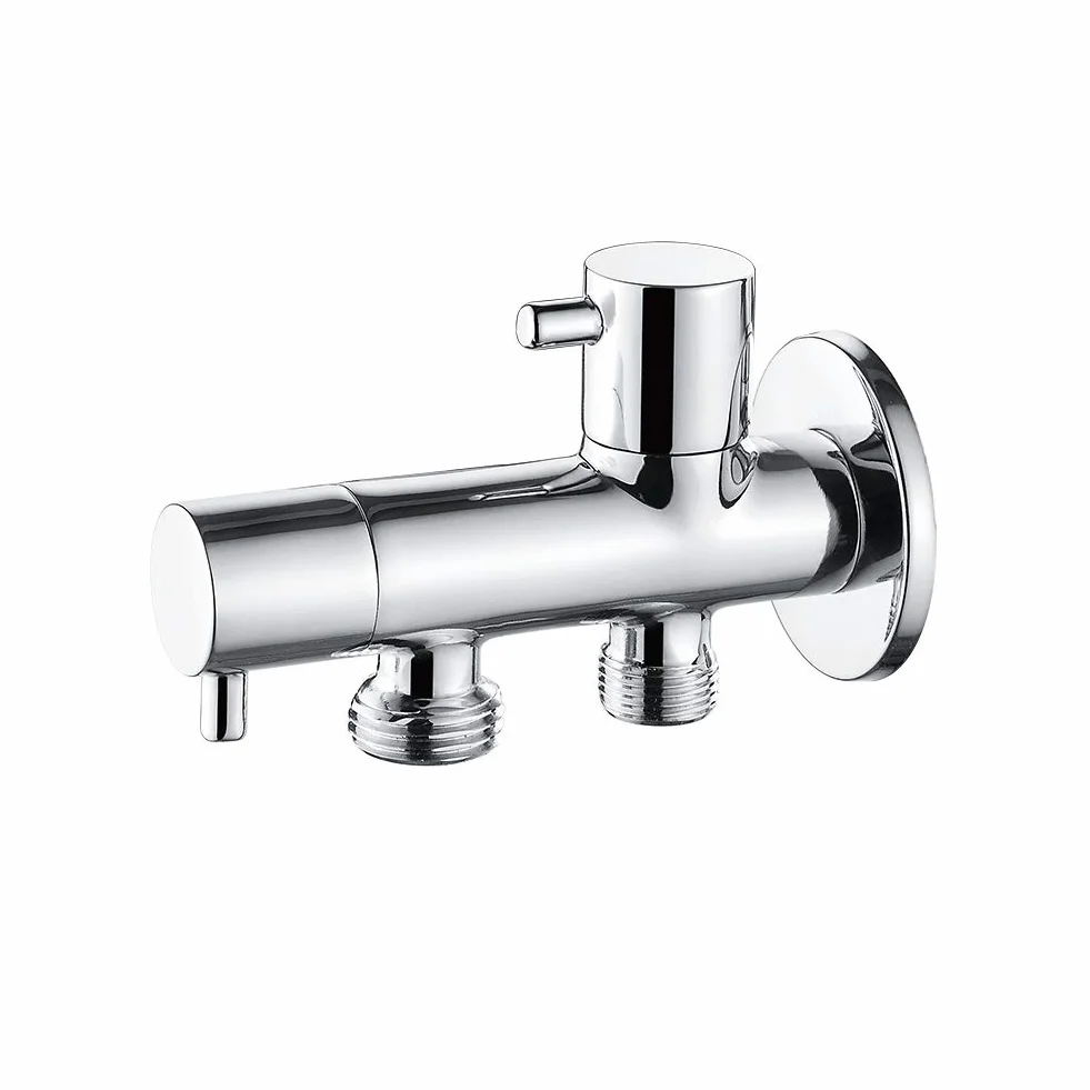Ibergrif, Valvola ad Angolo a Due Uscite 1/2 '' e 3/8'', Rubinetto a Squadra, Sottolavabo, Cromo