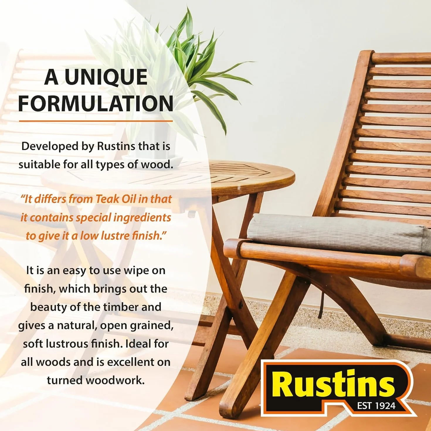 Rustins 500ml Danish Oil - Olio danese chiaro originale per tutti i tipi di legno - esterno e interno - sicurezza, cibo e giocattoli