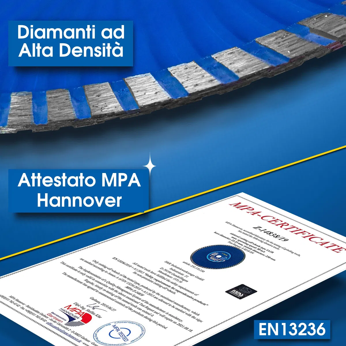 S&R Disco Diamantato 230 x 10.0 x 22,2 Turbo Taglio Cemento Armato Granito Pietra Mattoni. Professionale Secco e Umido