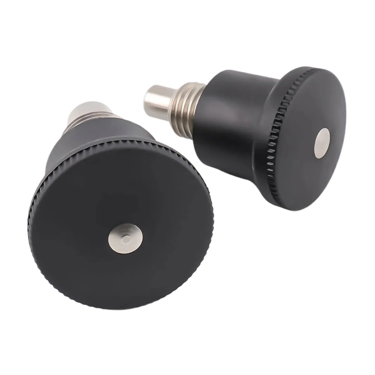 Generico Manopola in plastica nera VCN218 Corpo in acciaio inossidabile/al carbonio Perni di posizionamento for pistoncini a molla Mini pistoncini di indicizzazione con filettatura fine/grossa(Black V