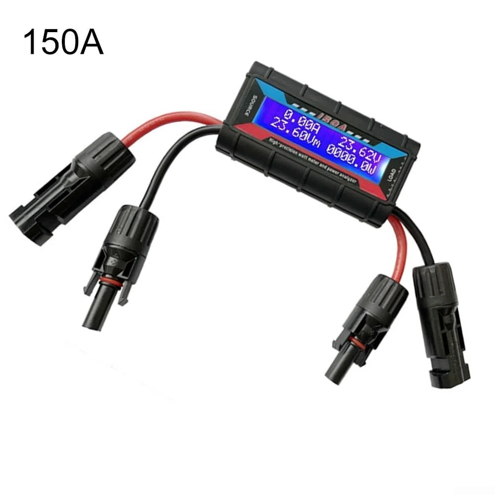 Analizzatore di potenza RC Watt Meter Amperometro di tensione, display LCD digitale con connettore fotovoltaico per solare, energia eolica, misurazione corrente della batteria 4,8-60 V (150 A)