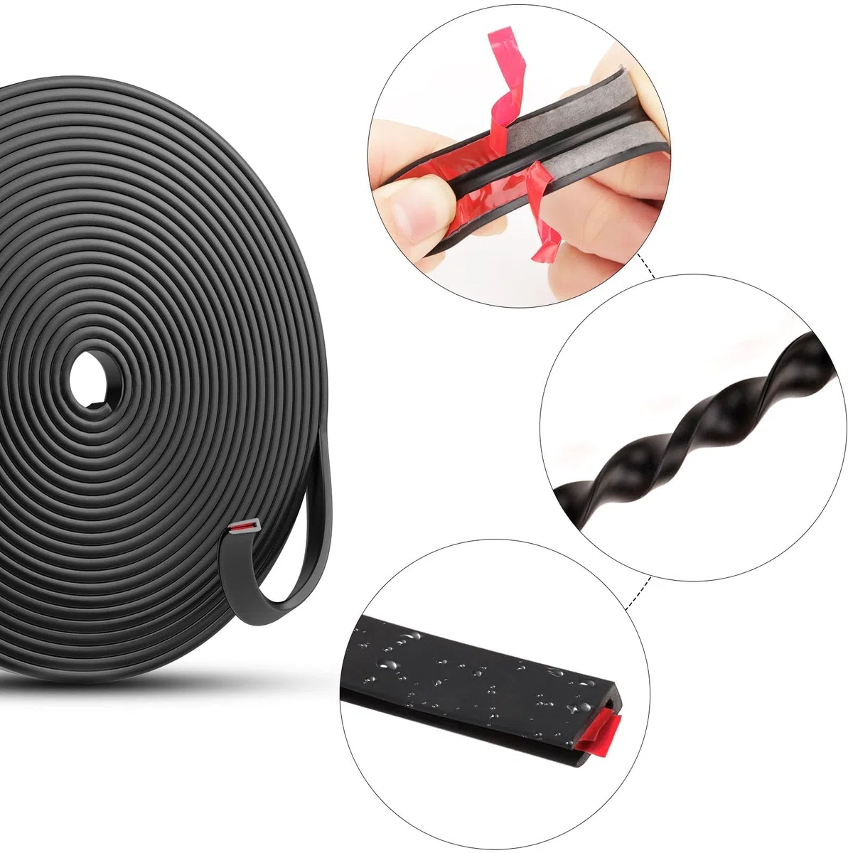 8m Profili in Gomma EPDM 1.5mm Profilo a U Protezione Bordi Professionale Guarnizione a U Durevole Profili di Gomma per Pannelli in Metallo Angoli del Tavolo Auto Portello