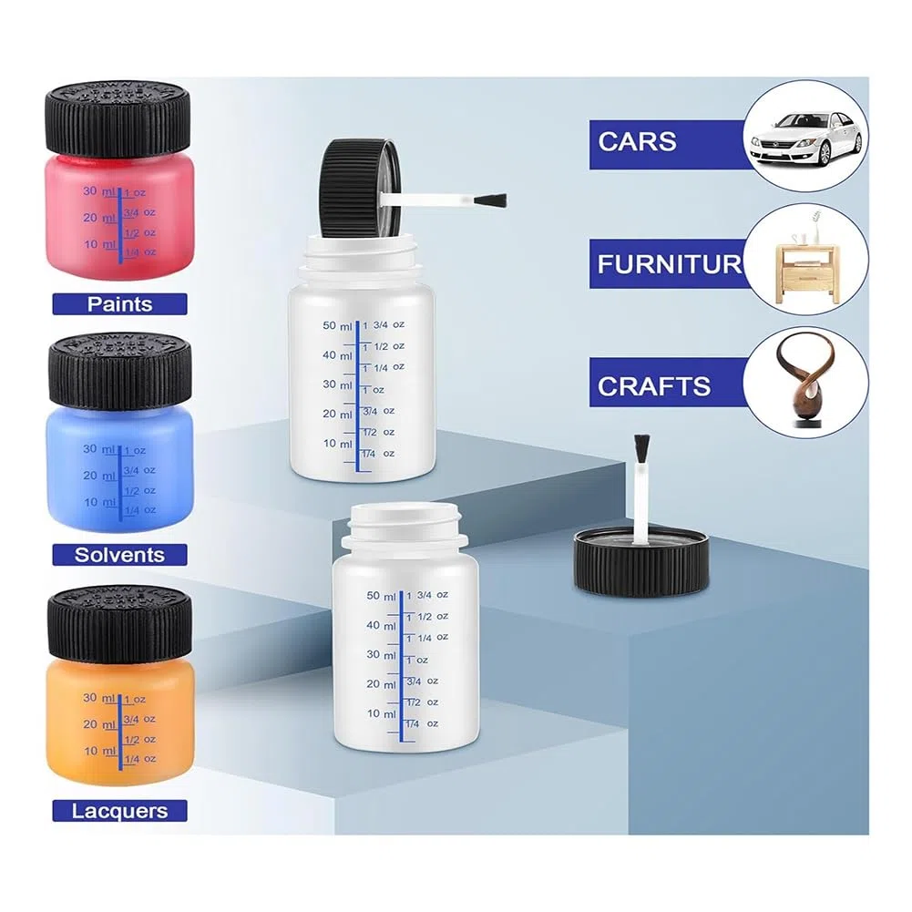 60 Flaconi di per Ritocchi con Pennello Applicatore e Coperchi da 2 Oz e 1 Oz In Plastica per il Fissaggio Della Pietra da Muro