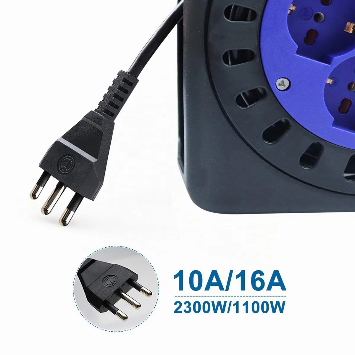EXTRASTAR Prolunga Elettrica con Avvolgicavo 15 mt,4 Prese Polivalenti (Schuko + 10/16A),Spina 16A,Sezione Cavo 3G 1,0 mm²