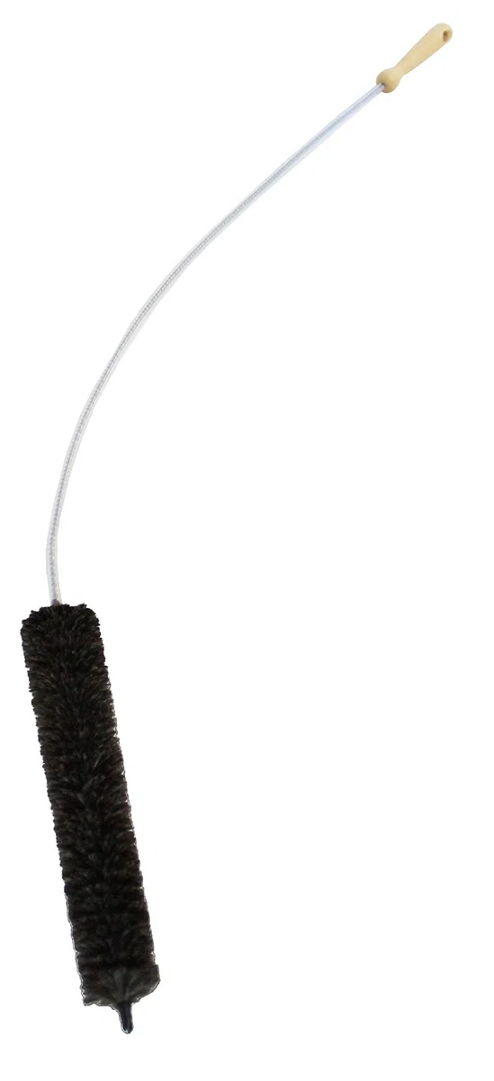 Pullach Hof - Spazzola per termosifone a testa corta, con setole in pelo di capra, filo in acciaio INOX rivestito in plastica, lunghezza 115 cm, con testa corta 23,5 cm
