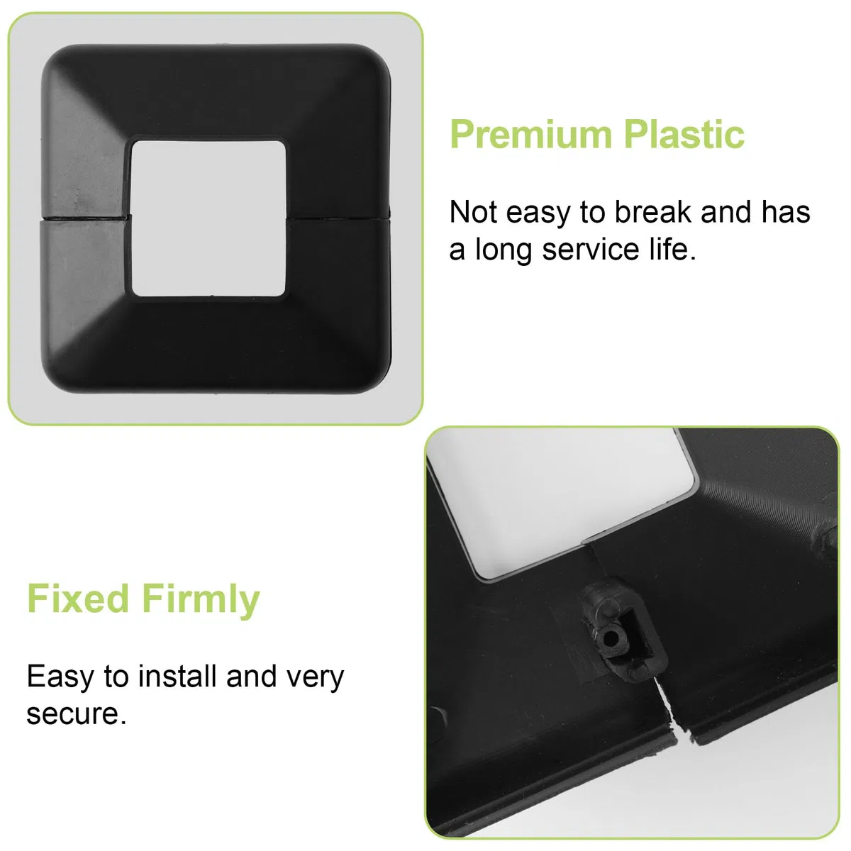 12 coperture per pali da 30 x 30 mm, in plastica, decorative, per ringhiera, per scale, corrimano, recinzioni (nero)