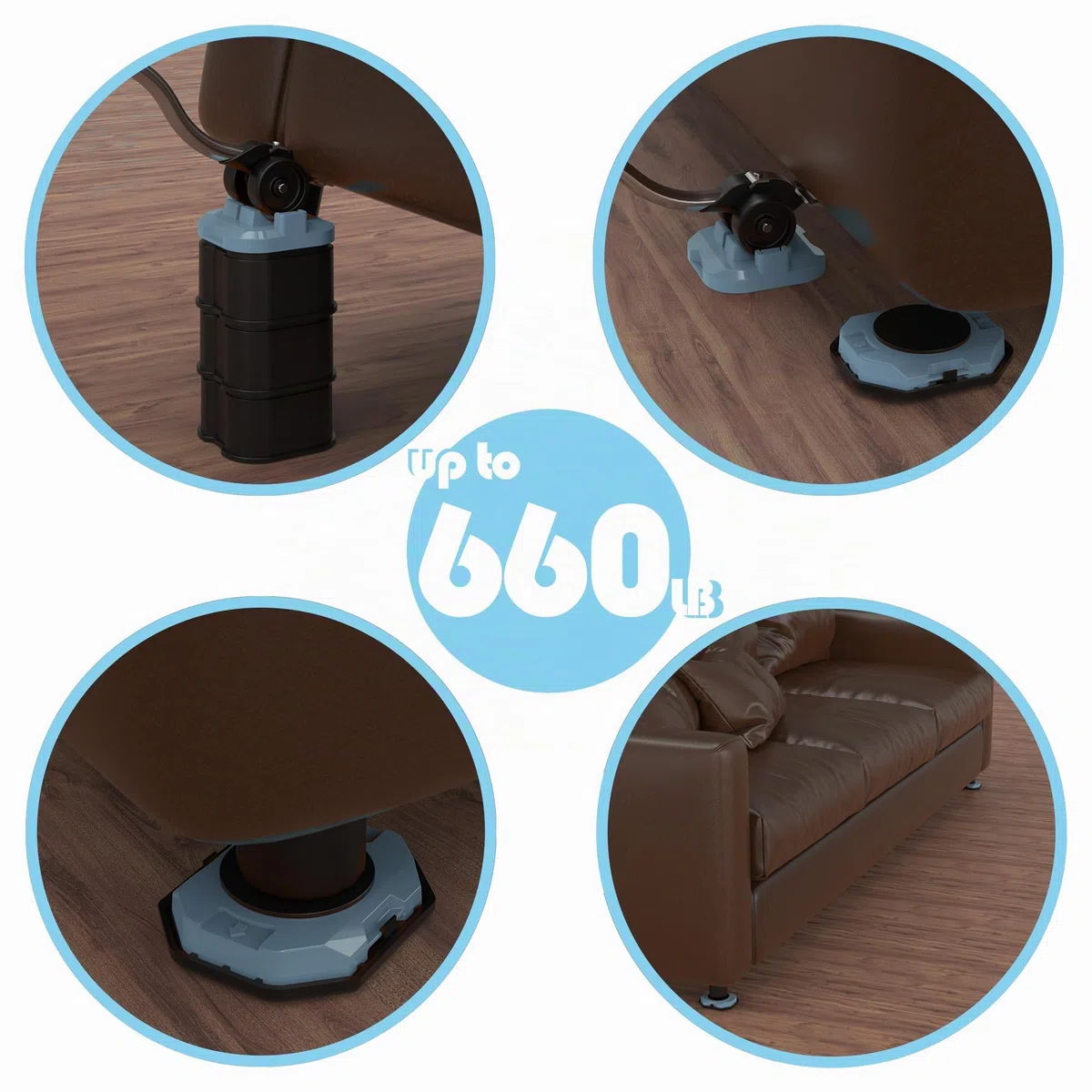 L'innovativo Sollevatore e Aliante per Mobili Pesanti, con controllo dell'altezza, sposta facilmente oggetti pesanti su pavimenti in legno e moquette (Grigio Blu)