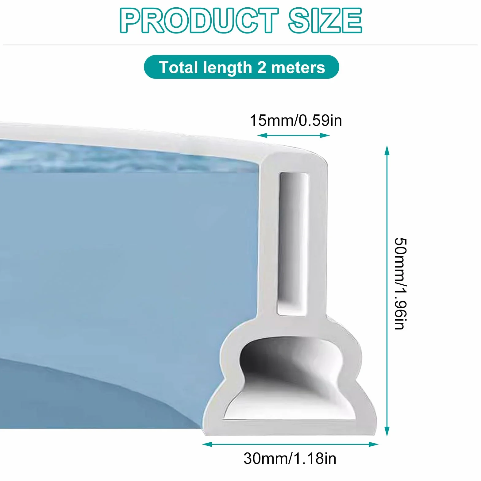 Soglia Doccia Autoadesiva 2M, Barriera Doccia Antiacqua, Striscia di Chiusura in Silicone per il Bagno, Pieghevole 2M Barriera Acqua Impermeabile per Doccia, Pavimento (TPE)