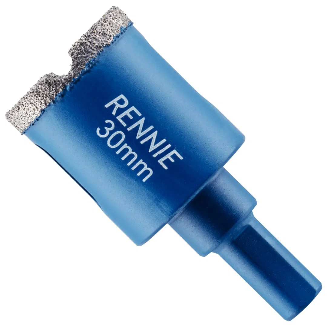 Punta diamantata per sega a tazza da 30 mm con gambo triplo per piastrelle in gres porcellanato, ceramica, ardesia, pietra, granito, marmo, vetro, sega a tazza con nucleo diamantato