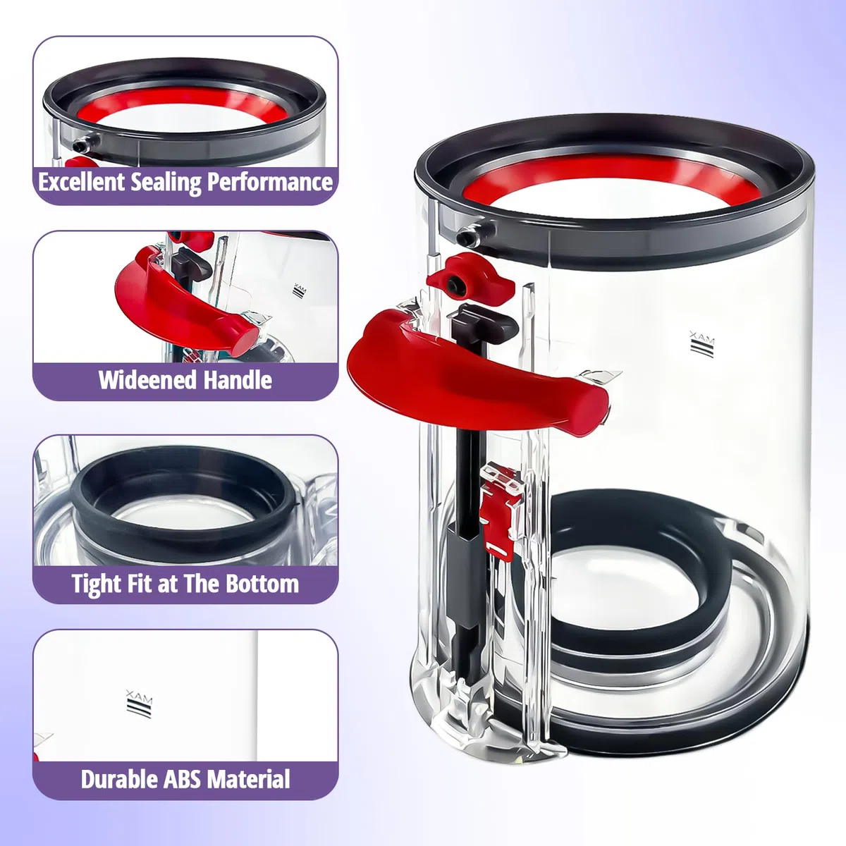 Ricambio Aggiornato Bidone Della Polvere per Dyson V11 V15, Trasparente Contenitore Serbatoio Polvere con Filtro HEPA Riutilizzabile Ricambi Adatto per Dyson Aspirapolvere