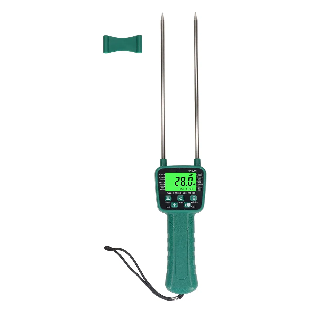 Misuratore Di Umidità Per Fieno Con Trasmissione Vocale, Display LCD Digitale Tester Per Foraggio Grano Soia, Sonda Portatile Per Agricoltura Intelligente Misura 14 Colture Tra Cui Mais