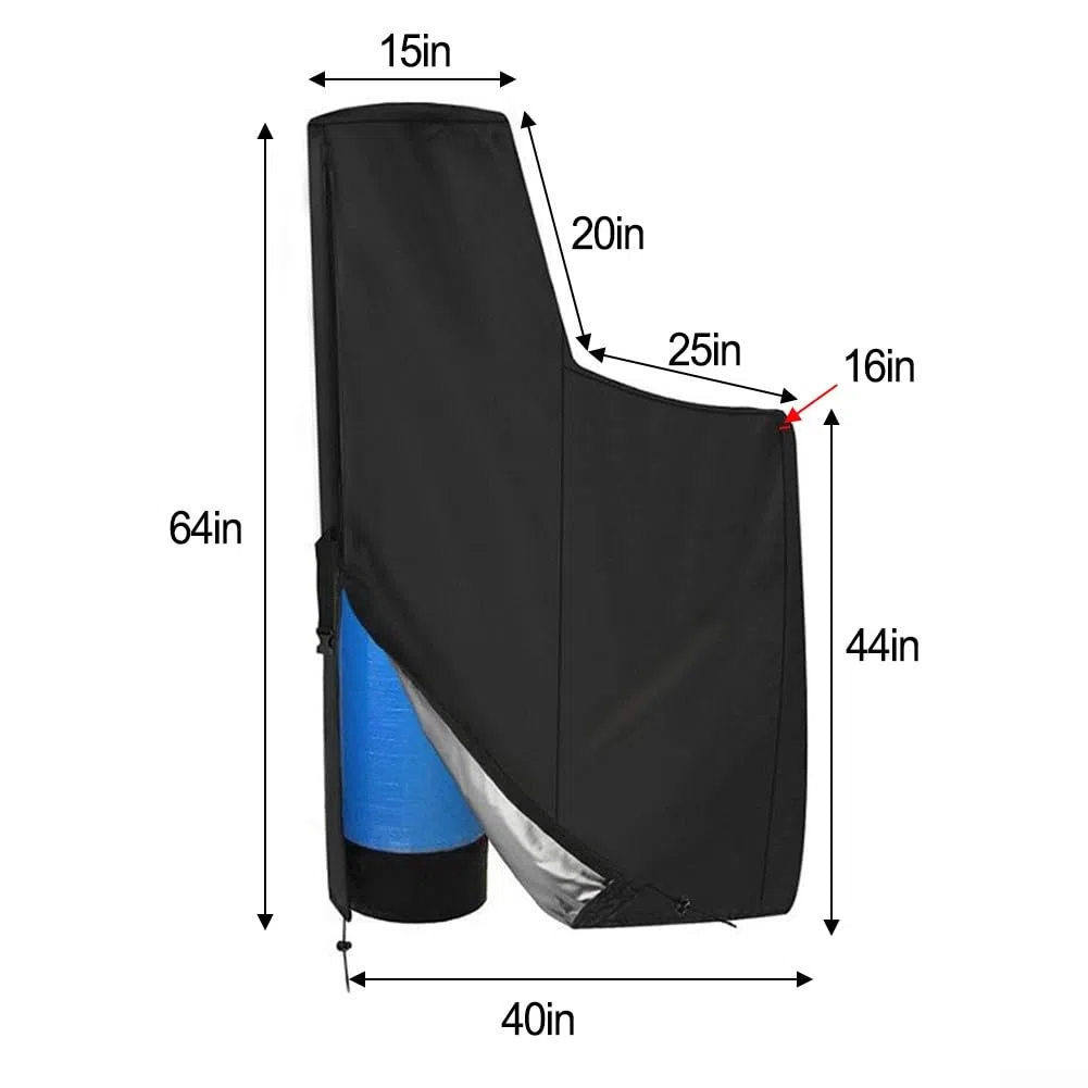 Copertura per addolcitore d'acqua, impermeabile, rivestimento protettivo con prese d'aria di ventilazione, coulisse regolabile per esterni (162,5 x 102 x 41 cm)