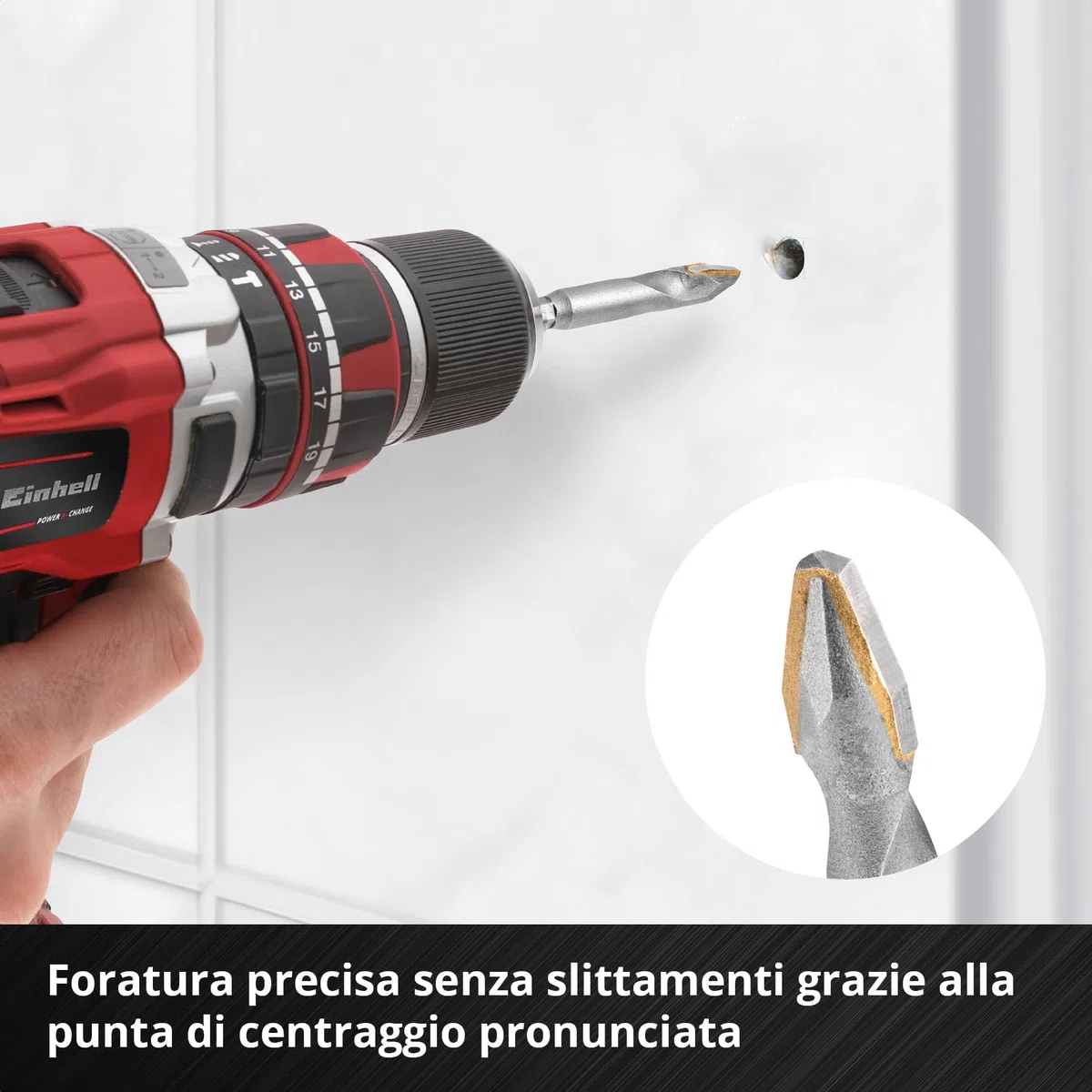 Originale Einhell XS-CASE set di punte per piastrelle in metallo duro da 4 pezzi (in acciaio per utensili, piastra in metallo duro appositamente rettificata, punta centrale, gambo E 6.3)