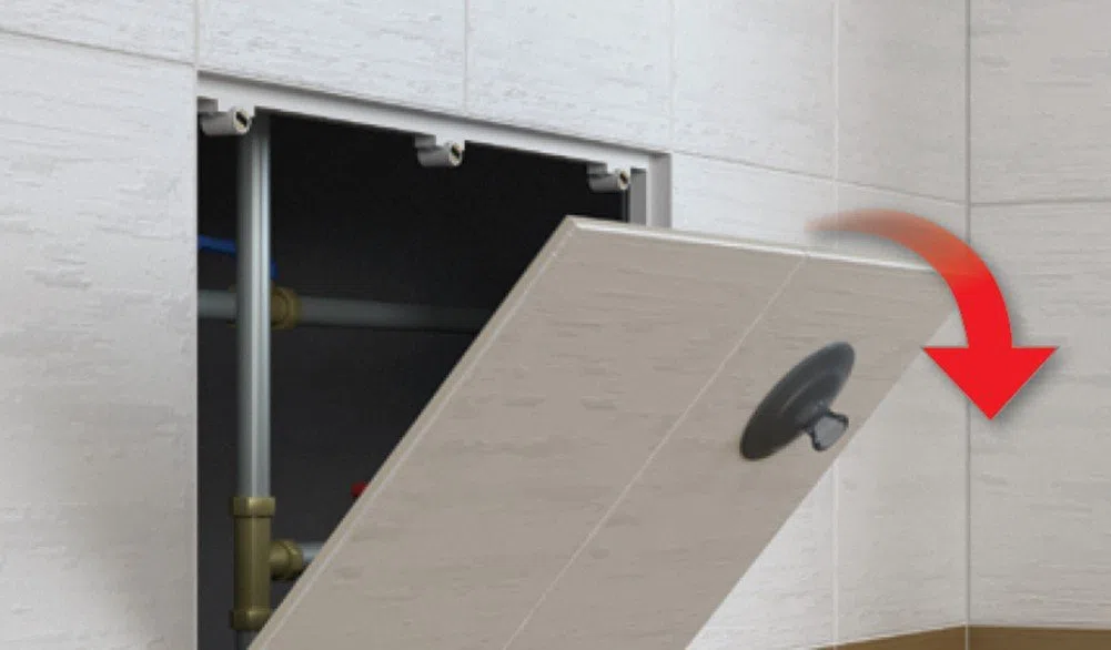 Porta per botola d’ispezione, piastrellabile magneticamente. 400 x 200 mm.