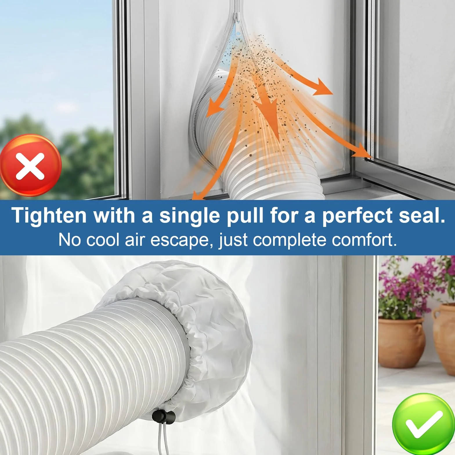 Ninonly Universale Guarnizione Porta Condizionatore con Cerniera,Installazione Facile,Blocca l'Aria Calda Adatto alla Maggior Parte dei Condizionatori Portatili per Porte(90x210cm)