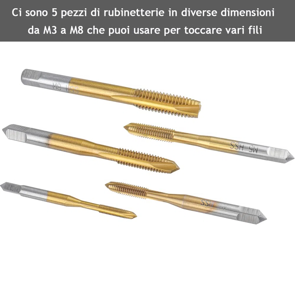 5 Pcs Maschi per Filettare Tappi Punta da Trapano Con Filettatura Metrica Adatta per M5 Rapano Elettrico a Filetto Dritto per Flauto