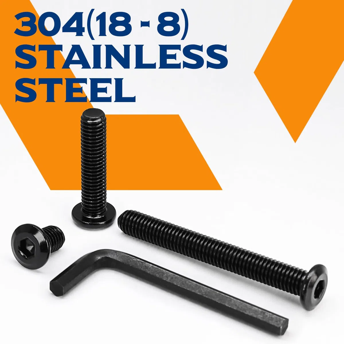 Viti a testa piatta M6 x 100 mm a testa piatta con esagono incassato per mobili, in acciaio inox 18-8 (304), ossido nero, vite con connettore svasato, filettatura completa, 20 pezzi (con chiave