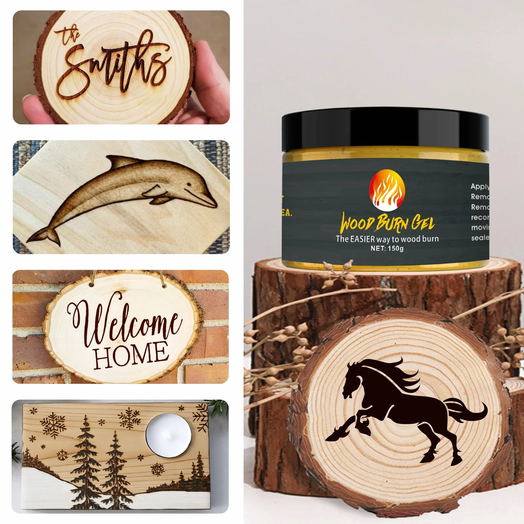 150g gel bruciante in legno, caldo attivato Marker Paste per Wood Burn Paste, creazione di arte magica in pochi minuti, utilizzato per il disegno, arti fai da te