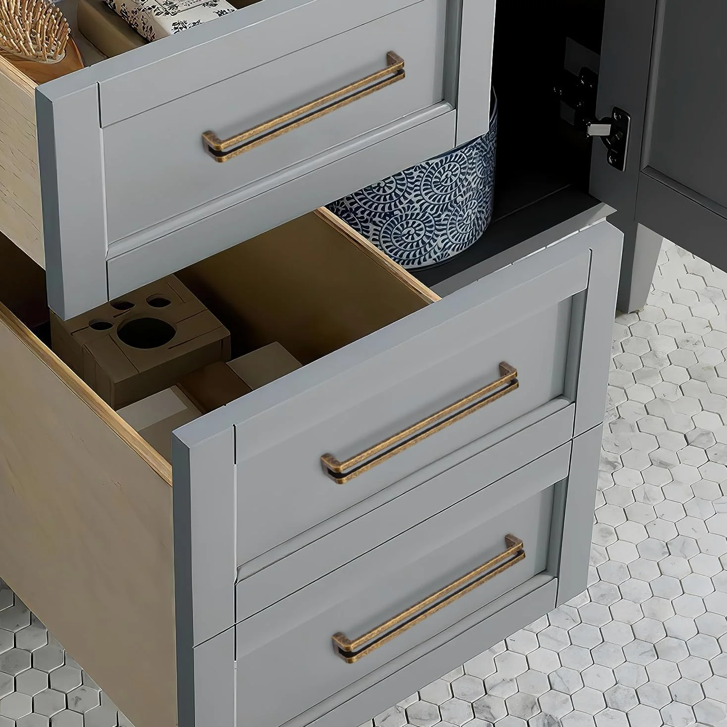 SYZOW 6 Pezzi Antique Ottone Cabinet Pulls 256mm Hole Centers Kitchen Cabinet Maniglie Lega di Zinco Vintage Cassetto Pulls