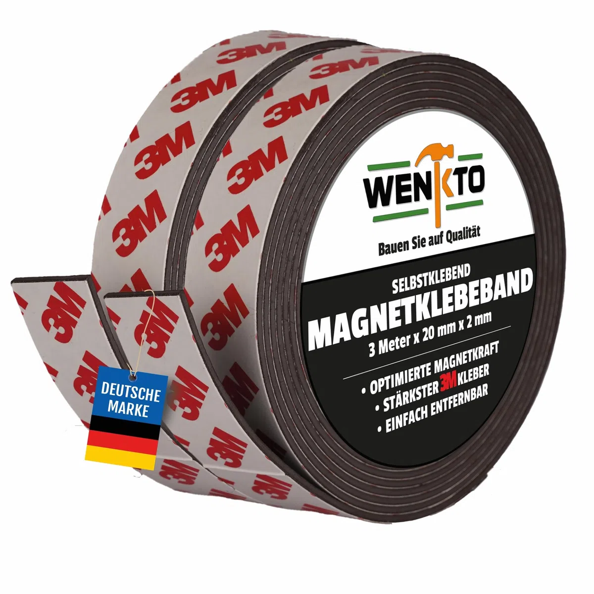 Nastro magnetico 3 metri; forte nastro magnetico 3M progetti fai da te e fai da te; nastro flessibile con magneti; nastro magnetico per pareti, porte e altro ancora (2 x 3 metri, 2 cm di