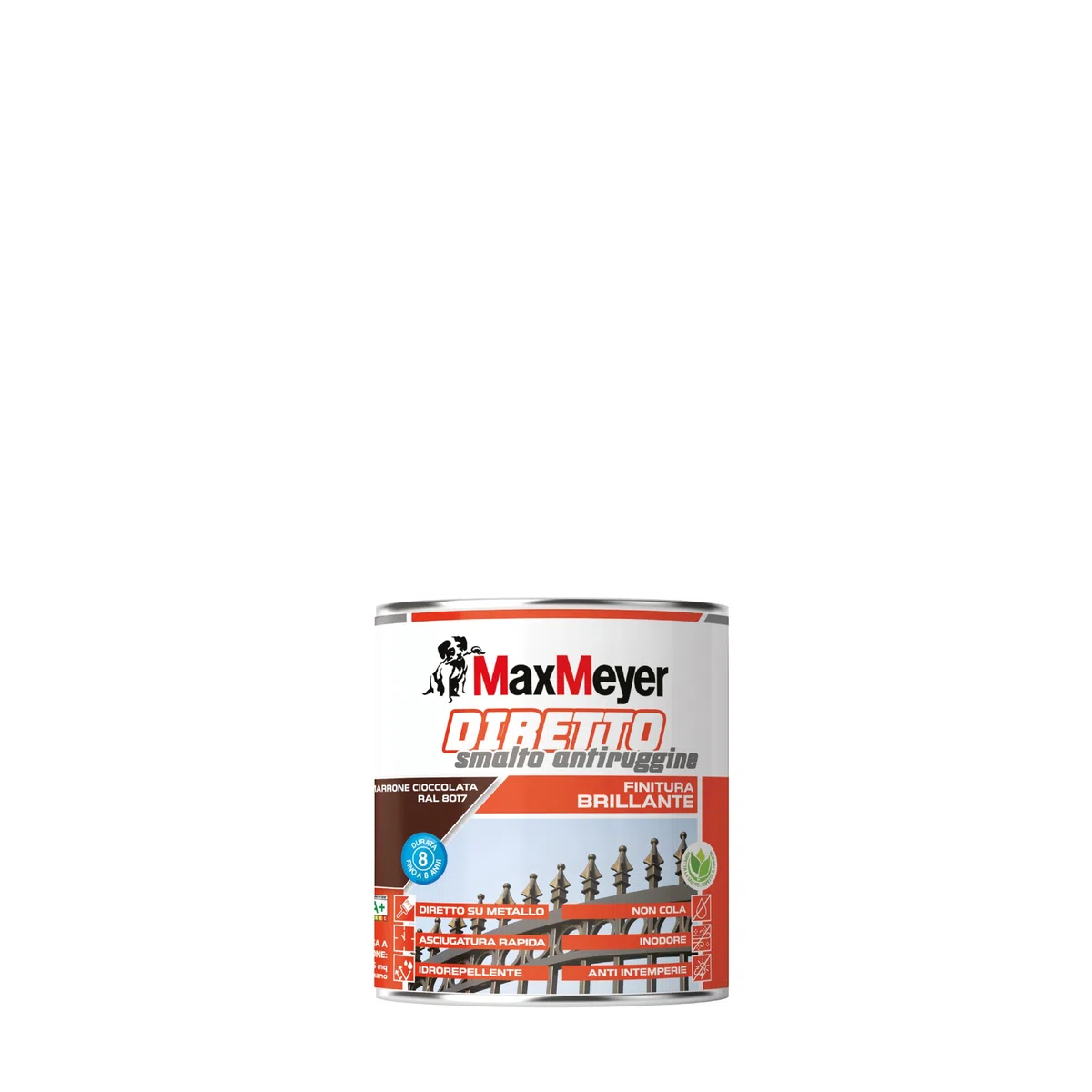 MAXMEYER Diretto Antiruggine Brillante R8017 Marrone Cioccolato 0.75 L