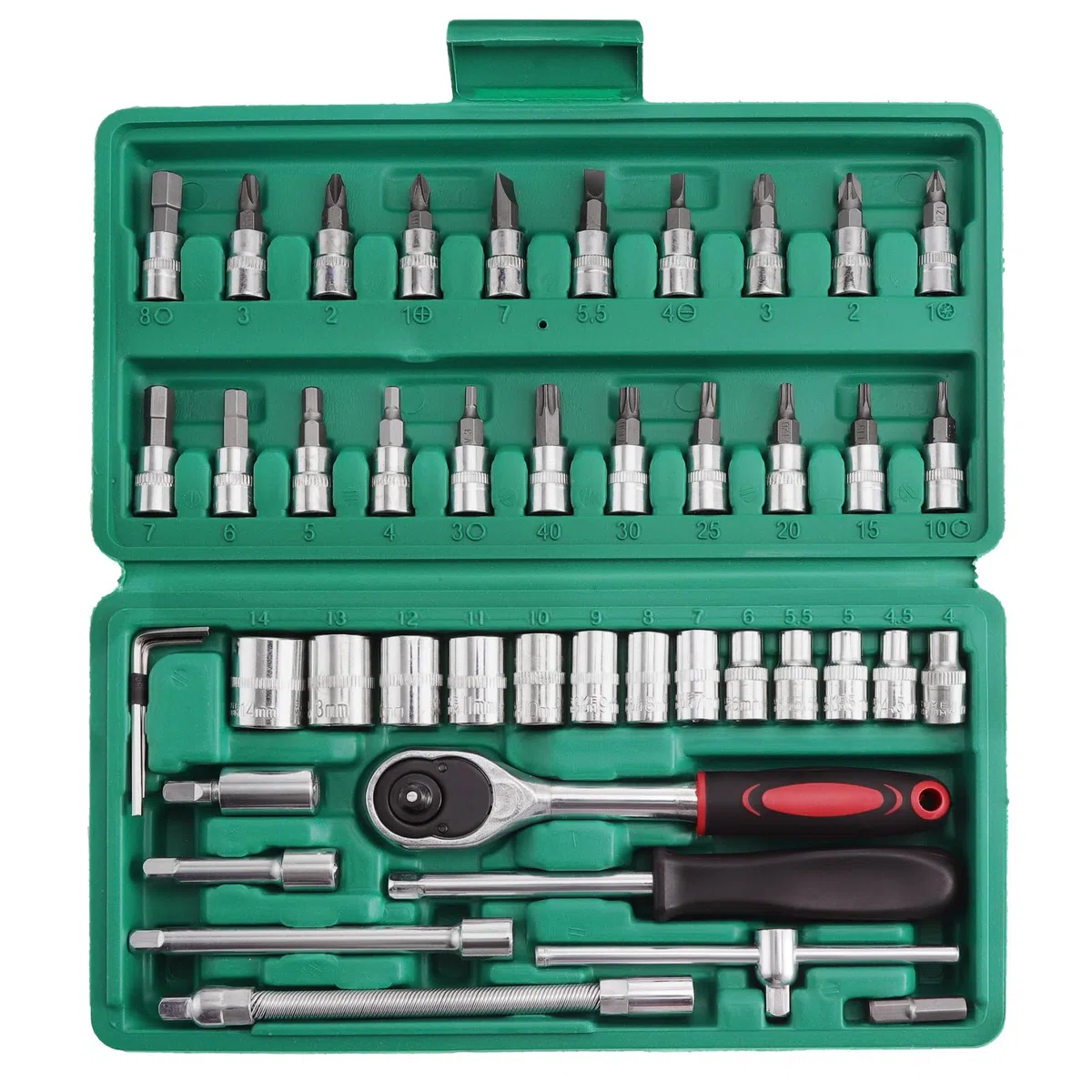 46PCS set di chiavi a bussola, 1/4 di pollice set cricchetto, chiave a cricchetto reversibile kit