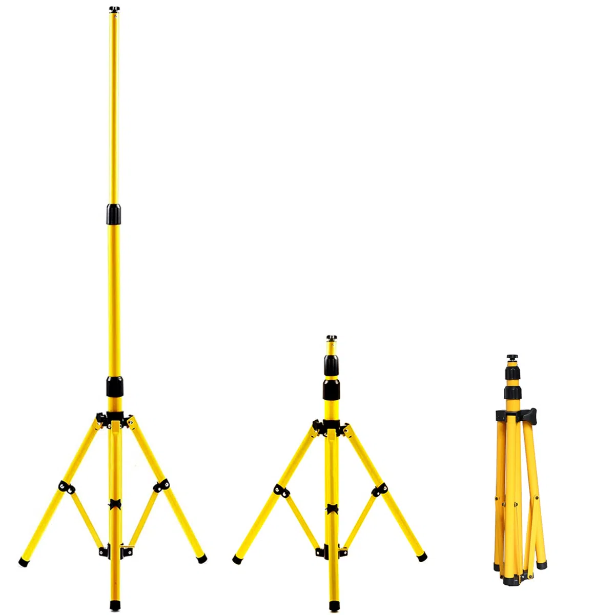 Gimisgu Treppiede telescopico, Treppiede per faretti LED per lavoro luce cantiere Flood, Proiettori Trepiede LED, Altezza regolabile fino a 1,60 m Giallo-Staffa Singola