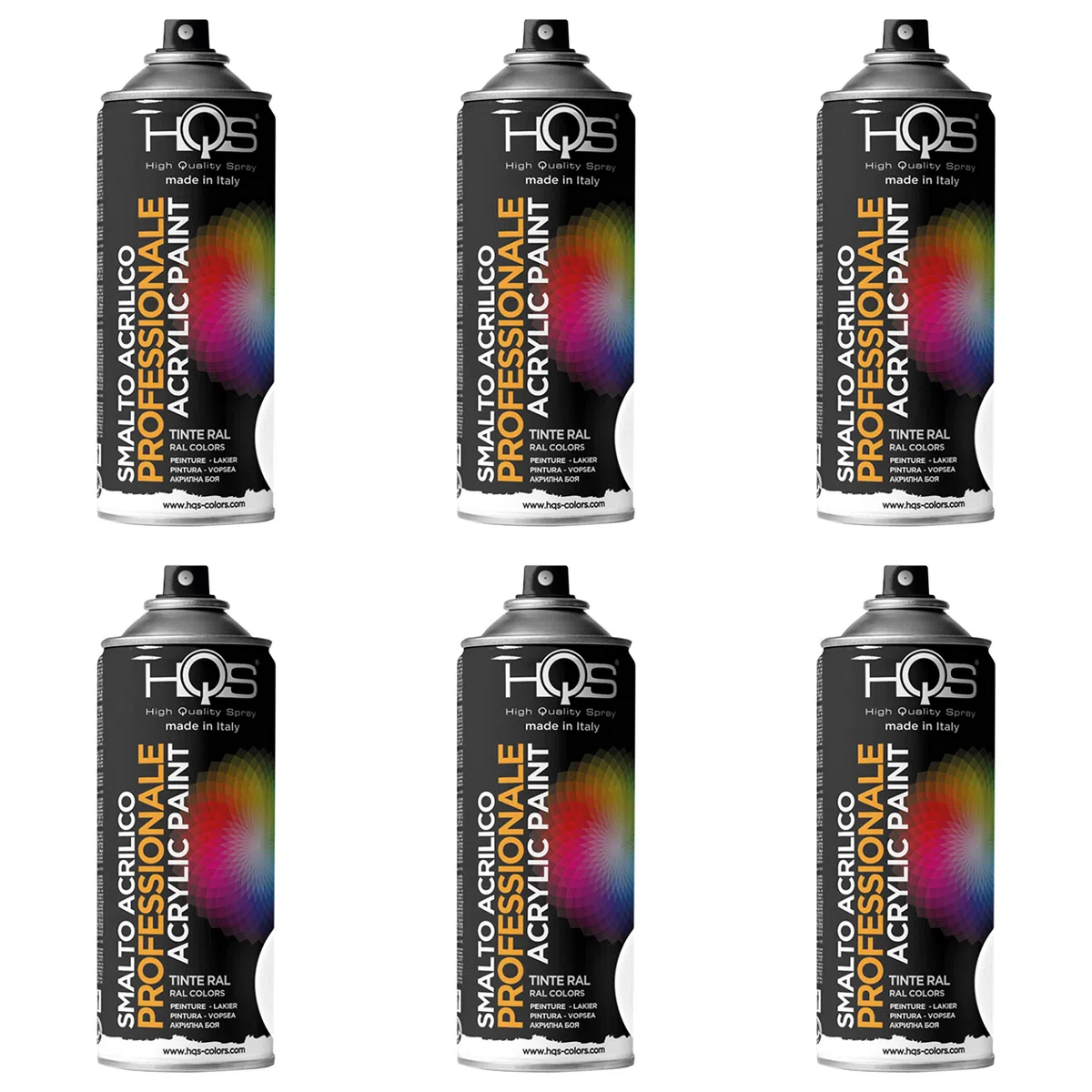 6 PZ BOMBOLETTA SPRAY SMALTO ACRILICO 400 ML BOMBOLETTA RAL ACRILICA NERO OPACO RAL 9005