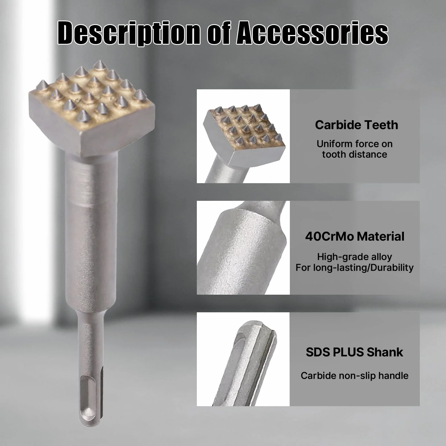SDS Plus - Scalpello per piastrelle, 152 mm, 16 denti, in metallo duro, per calcestruzzo, ardesia, ponte, parete, piastrelle in ceramica