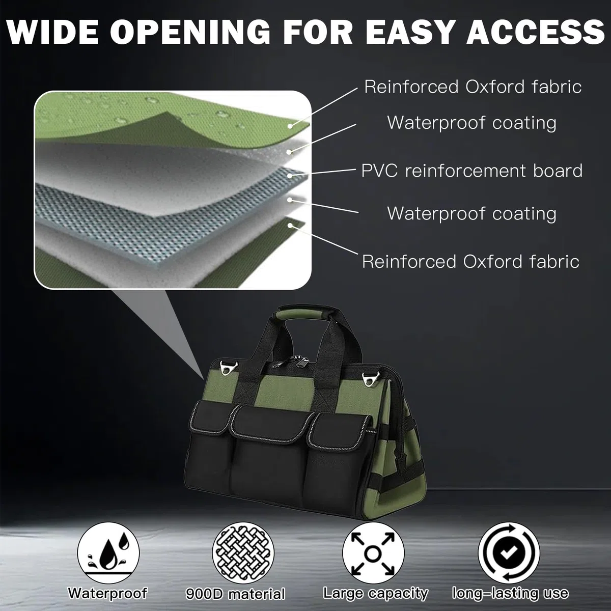 Borsa per attrezzi professionale con 21 scomparti, 40 x 20 x 24 cm, per attrezzi da giardino, per meccanici, elettricisti, falegnami