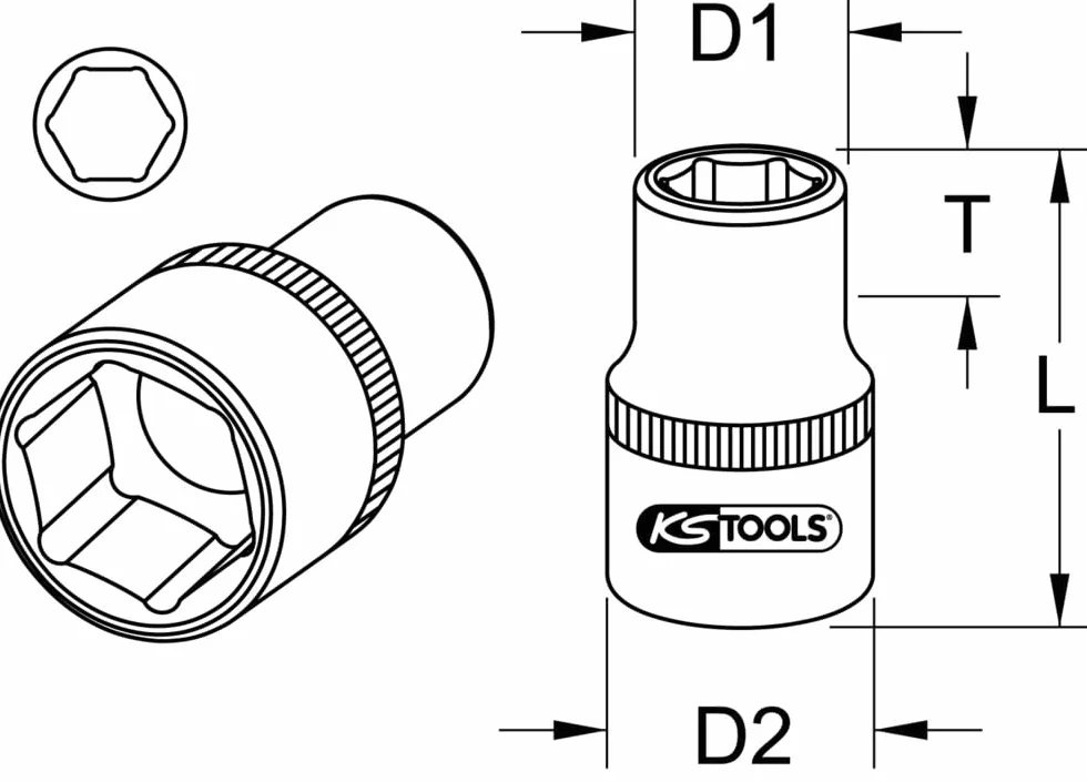 KS Tools 911.3485 - Chiave a bussola esagonale 3/4, 54 mm