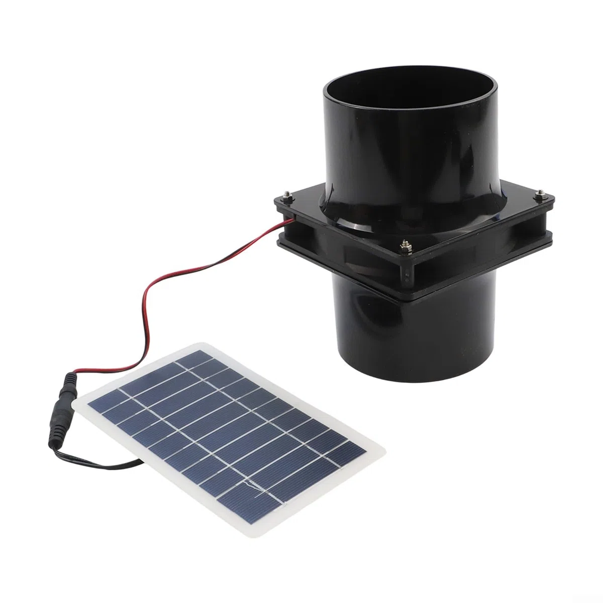 Kit ventola di scarico solare da 10 W 12 V con condotto rotondo e pannello solare per la ventilazione di camper, soffitti, serre o barche, costruzione in ABS di lunga durata (nero)