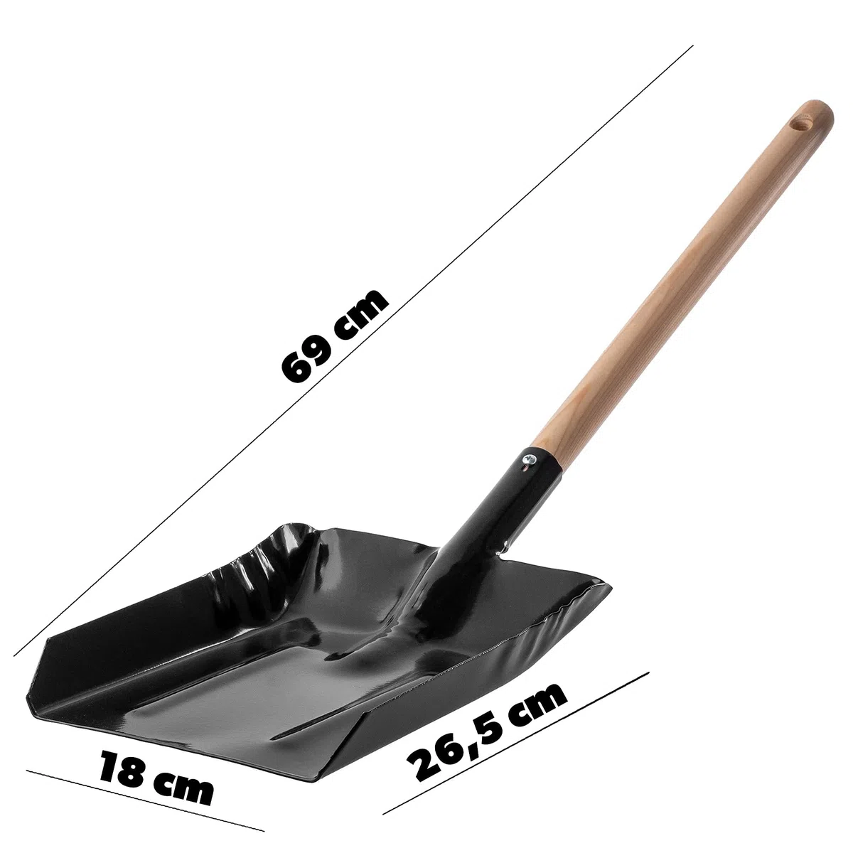 Pala di cenere di Kadax in metallo, pala di carbonio con manico in legno, spazzatura piccola, foglio spazzato, cucchiaio di carbone, pala del forno, pala del camino (grande)