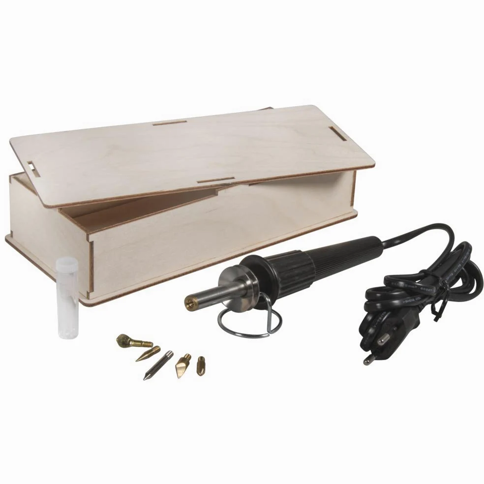 Rayher 89366000 Pirografo in box legno, incl. accessori, box 1set