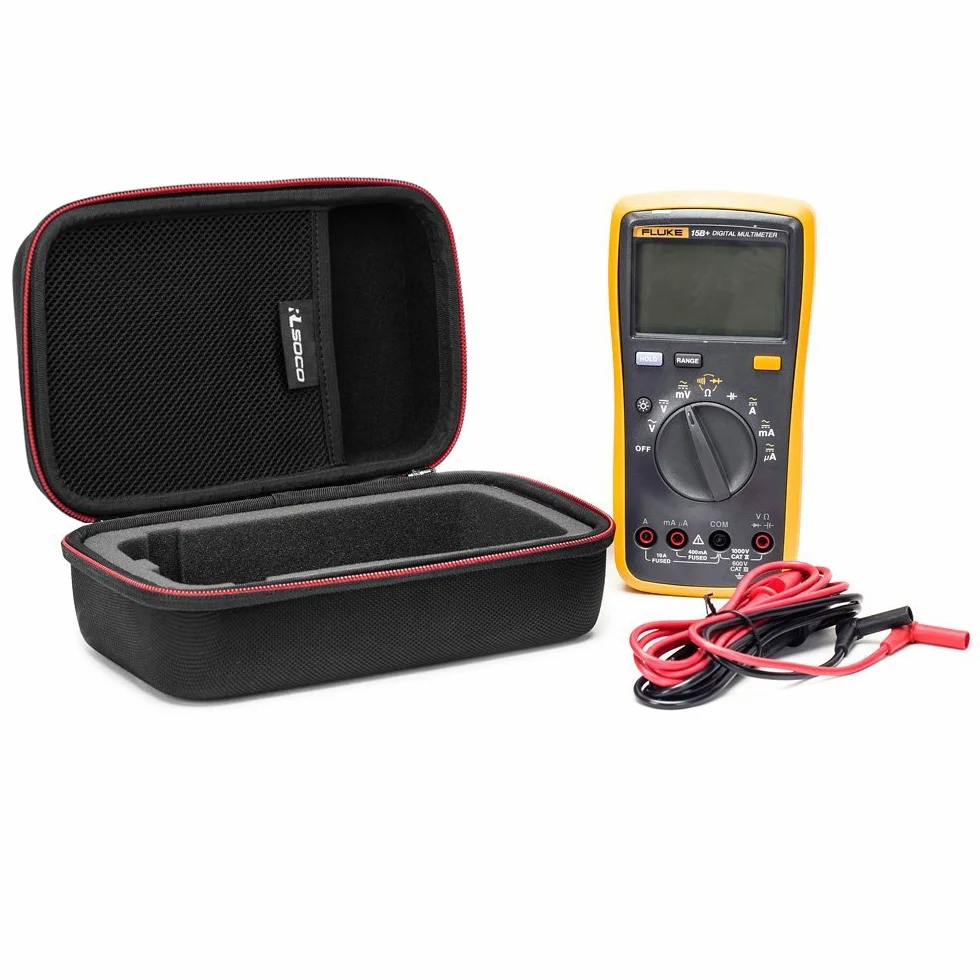 RLSOCO Custodia per Fluke multimetro 113/116/117/175/115/114/179/177/233/88/87V/F17B Custodia Rigida per PeakTech multimetro 2695/3442/3441/3440/3355/3360/3690 (Cerniera rossa)